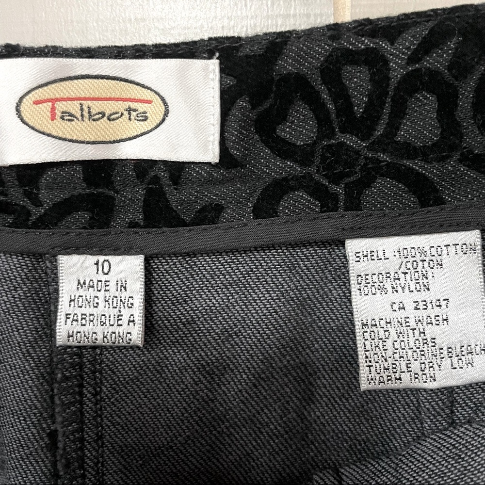Talbots Black Brocade Velvet Floral Cotton Pants Sz 10 - Picture 3 of 4